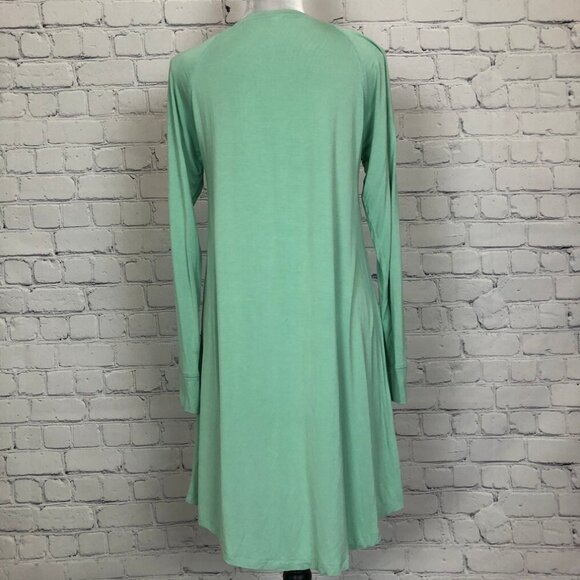 Lake Green Night Gown Lounge Dress Size S Long Sleeve Bamboo - Picture 3 of 5